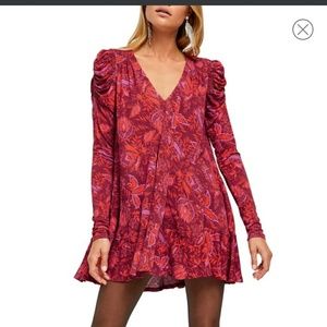 Free People Hello Lover  Red and Purple Mini Dress